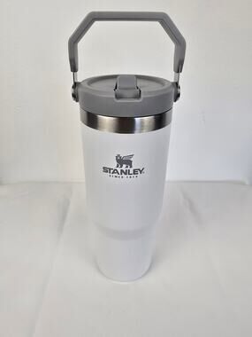 Stanley 30oz Classic Flip Straw Tumbler White w/ Gray Lid Insulated Cup